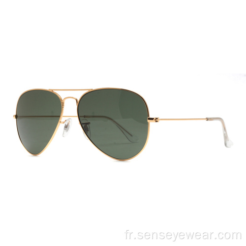 Louces de verres pour hommes en acier inoxydable classiques Lunettes de soleil